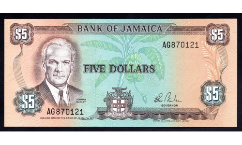 Ямайка 5 долларов (1984) (JAMAICA 5 Dollars (1984)) P 66 : UNC