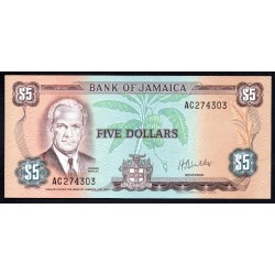 Ямайка 5 долларов L. 1960 (1976 г.) (JAMAICA  5 Dollars L. 1960 (1976)) P61b:Unc