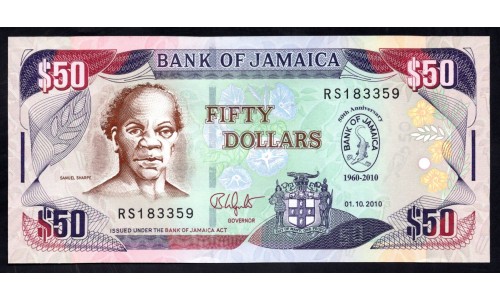 Ямайка 50 долларов 2010 (JAMAICA 50 Dollars 2010) P 88 : UNC