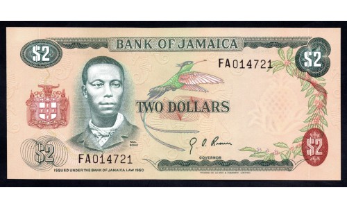 Ямайка 2 доллара 1960 (1970) (JAMAICA 2 Dollars 1960 (1970)) P 58 : UNC