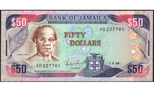 Ямайка 50 долларов 1988 (Jamaica 50 Dollars 1988) P 73a : UNC