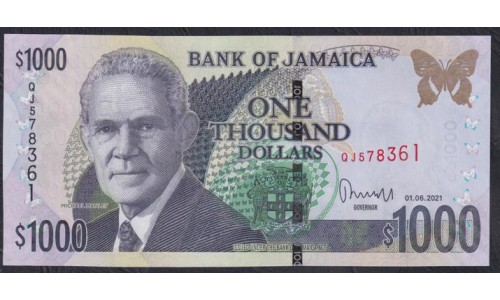 Ямайка 1000 долларов 2021 (Jamaica 1000 Dollars 2021) P 86p: UNC