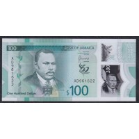 Ямайка 100 долларов 2022 года, 60 лет Независимости, Полимер (Jamaica 100 Dollars 2022) P W97: UNC