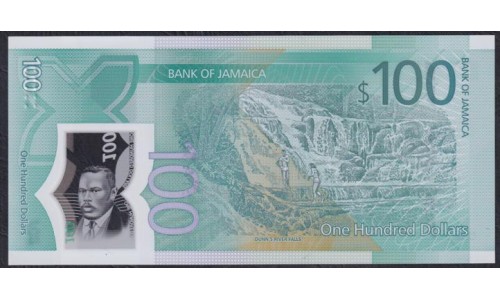 Ямайка 100 долларов 2022 года, 60 лет Независимости, Полимер (Jamaica 100 Dollars 2022) P W97: UNC