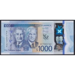 Ямайка 1000 долларов 2022 года, 60 лет Независимости, Полимер (Jamaica 1000 Dollars 2022) P W99: UNC