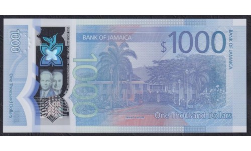 Ямайка 1000 долларов 2022 года, 60 лет Независимости, Полимер (Jamaica 1000 Dollars 2022) P W99: UNC