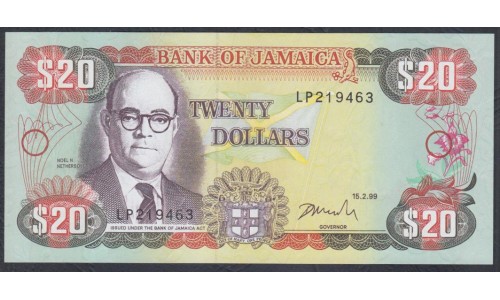 Ямайка 20 долларов 1999 (Jamaica 20 Dollars 1999) P 72g: UNC