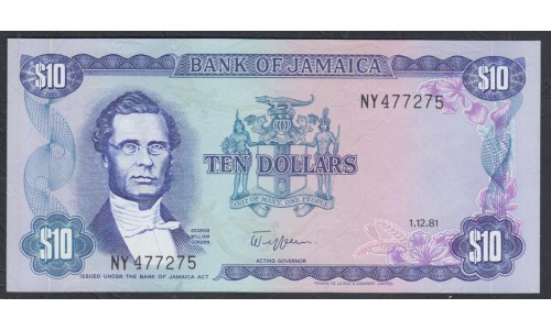 Ямайка 10 долларов 1981 (Jamaica10 Dollars 1981) P 67b : aUnc