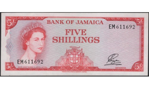 Ямайка 5 долларов 1960 (1964) (Jamaica 5 dollars 1960 (1964)) P 51Ab : UNC