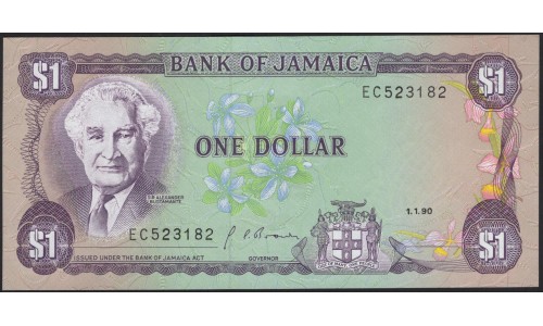 Ямайка 1 доллар 1989 (Jamaica 1 Dollar 1989) P 68Ad : UNC