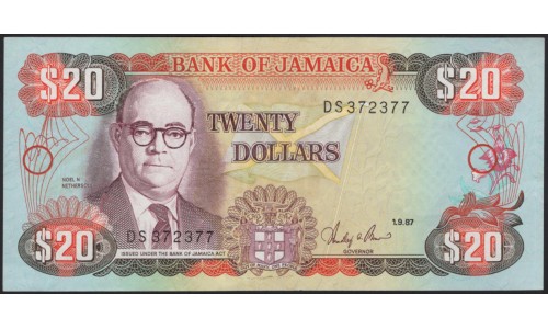 Ямайка 20 долларов 1987 (Jamaica 20 Dollars 1987) P 72b : UNC