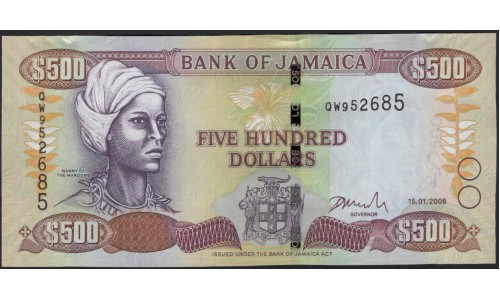 Ямайка 500 долларов 2008 (Jamaica 500 Dollars 2008) P 85f : UNC