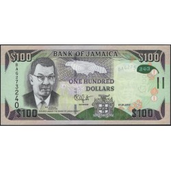 Ямайка 100 долларов 2014 (Jamaica 100 Dollars 2014) P 95a : UNC