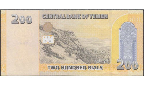 Йемен 200 риалов 2018 года (Yemen 200 rials 2018 year) P38: UNC