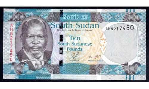 Южный Судан 10 фунтов ND (2011 г.) (South Sudan 10 pounds ND (2011)) P 7: UNC 