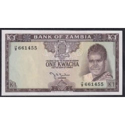 Замбия 1 квача ND (1969 год) (ZAMBIA 1 kwacha ND (1969)) P 10a: UNC