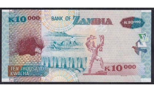 Замбия 10000 квача 2007 год, РЕДКОСТЬ (ZAMBIA 10000 kwacha 2007) P 46d: UNC