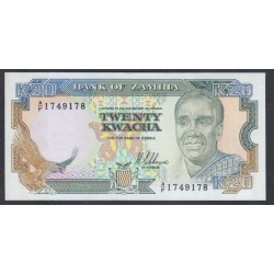 Замбия 20 квача ND (1989 - 91 год) (ZAMBIA 20 kwacha ND (1989 -91) P 32a: UNC