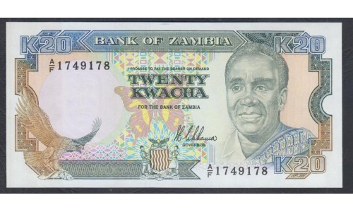 Замбия 20 квача ND (1989 - 91 год) (ZAMBIA 20 kwacha ND (1989 -91) P 32a: UNC