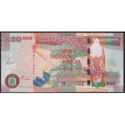 Замбия 20000 квача 2006 год (ZAMBIA 20000 kwacha 2006) P47c: UNC