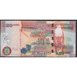 Замбия 20000 квача 2008 год (ZAMBIA 20000 kwacha 2008) P47d: UNC