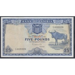 Замбия 5 фунтов ND (1964 год) (ZAMBIA 5 pounds ND (1964 g.)) P 3: XF/aUNC
