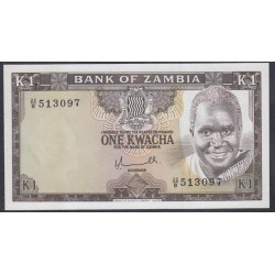Замбия 1 квача ND (1976 год) (ZAMBIA 1 kwacha ND (1976)) P 19а: UNC