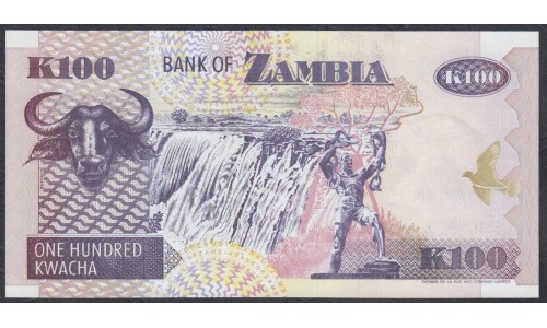Замбия 100 квача 1992 год (ZAMBIA 100 kwacha 1992) P 38a: UNC