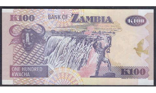 Замбия 100 квача 1992 год (ZAMBIA 100 kwacha 1992) P 38b: UNC
