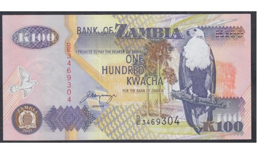 Замбия 100 квача 2001 год (ZAMBIA 100 kwacha 2001) P 38c: UNC
