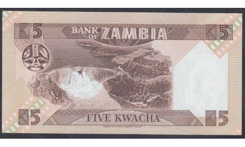 Замбия 5 квача ND (1980-88 год) (ZAMBIA 5 kwacha  ND (1980-88)) P 25d: UNC