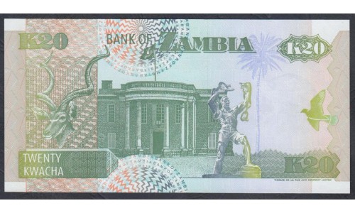 Замбия 20 квача 1992 год (ZAMBIA 20 kwacha 1992) P 36b: UNC