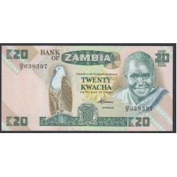 Замбия 20 квача ND (1980 -88 год) (ZAMBIA 20 kwacha ND (1980 -88) P 27e: UNC