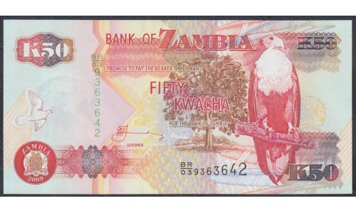 Замбия 50 квача 2009 год (ZAMBIA 50 kwacha 2009) P 37h: UNC