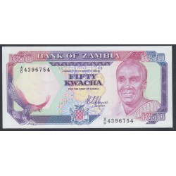 Замбия 50 квача ND (1989 - 91 год) (ZAMBIA 50 kwacha ND (1989 - 91) P 33a: UNC