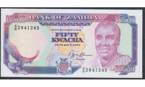 Замбия 50 квача ND (1989 - 91 год) (ZAMBIA 50 kwacha ND (1989 - 91) P 33b: UNC