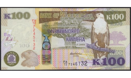 Замбия 100 квача 2012 (ZAMBIA 100 kwacha 2012) P 54a : UNC