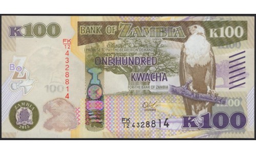 Замбия 100 квача 2015(ZAMBIA 100 kwacha 2015) P 61 : UNC