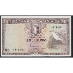 Замбия  10 шиллингов 1964 года (ZAMBIA  10 Shillings 1964) P 1: UNC