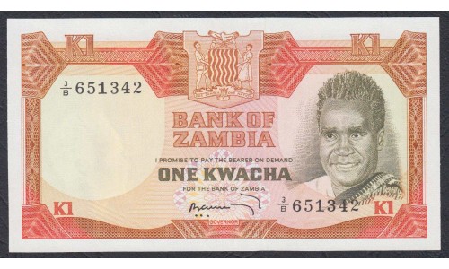 Замбия 1 квача 1973 года (ZAMBIA 1 kwacha 1973) P 16: UNC