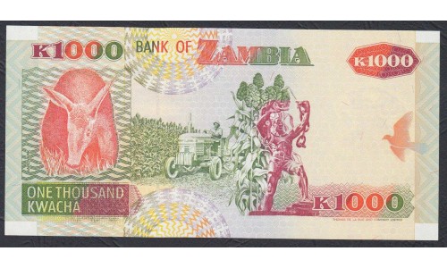 Замбия 1000 квача 2003 года (ZAMBIA 1000 kwacha 2003) P40с: UNC