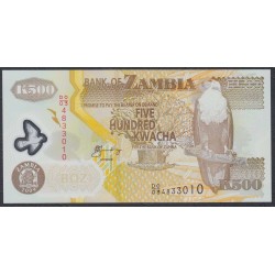 Замбия 500 квача 2009 года (ZAMBIA 500 kwacha 2009) P43g: Unc