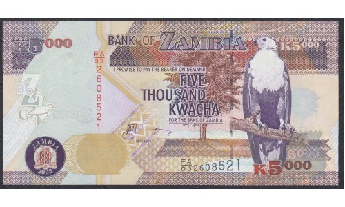 Замбия 5000 квача 2003 года (ZAMBIA 5000 kwacha 2003) P45a: UNC