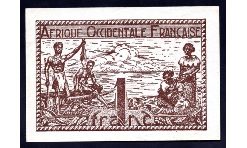 Французская Западная Африка 1 франк ND (BANQUE DE L'AFRIQUE OCCIDENTALE  1 franc ND) Р34a:Unc
