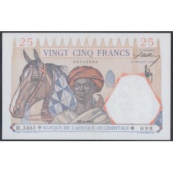 Французская Западная Африка 25 франков 22.4. 1942 (BANQUE DE L'AFRIQUE OCCIDENTALE  25 francs 22.4. 1942) Р 27(3) : aUNC